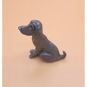 Vintage Signed 1990 Shadow Hound Dog Pewter Mini Figurine. Hunting Dog Keepsake